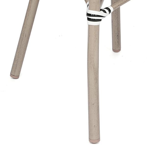 English Elm Marseille Bistro Stacking Chair - Commercial-Grade Indoor/Outdoor Comfort with Bamboo Print Frame Black & White/Light Natural Frame SDA-AD642002A-TXT-BLKWH-LTNAT-GG