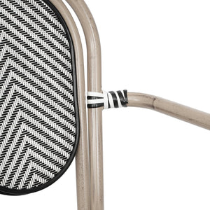 English Elm Marseille Bistro Stacking Chair - Commercial-Grade Indoor/Outdoor Comfort with Bamboo Print Frame Black & White/Light Natural Frame SDA-AD642002A-TXT-BLKWH-LTNAT-GG