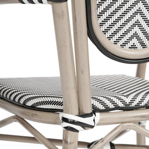 English Elm Marseille Bistro Stacking Chair - Commercial-Grade Indoor/Outdoor Comfort with Bamboo Print Frame Black & White/Light Natural Frame SDA-AD642002A-TXT-BLKWH-LTNAT-GG