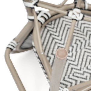 English Elm Marseille Bistro Stacking Chair - Commercial-Grade Indoor/Outdoor Comfort with Bamboo Print Frame Black & White/Light Natural Frame SDA-AD642002A-TXT-BLKWH-LTNAT-GG