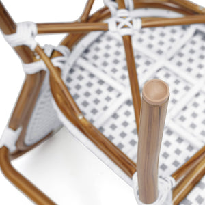 English Elm Lourdes Thonet-Style Bistro Chair - Stackable Indoor/Outdoor Seating for Commercial and Residential Use White & Gray/Natural Frame SDA-AD642002A-WHGY-NAT-GG