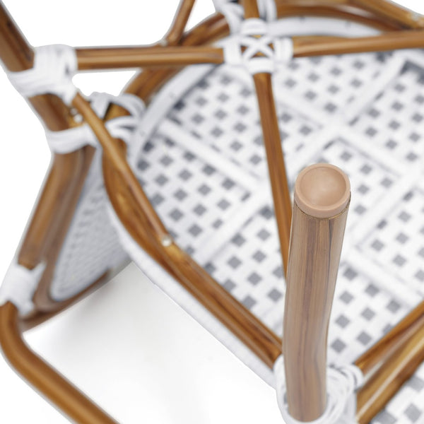 English Elm Lourdes Thonet-Style Bistro Chair - Stackable Indoor/Outdoor Seating for Commercial and Residential Use White & Gray/Natural Frame SDA-AD642002A-WHGY-NAT-GG