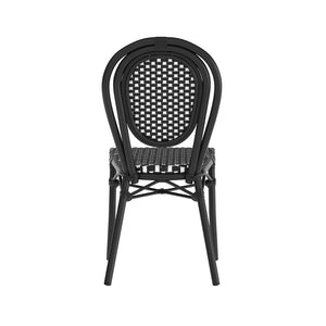 English Elm Lourdes Indoor/Outdoor Bistro Stacking Chair - Stylish, Durable, and Weather-Resistant Design Black & White/Black Frame SDA-AD642002S-BKWH-BK-GG