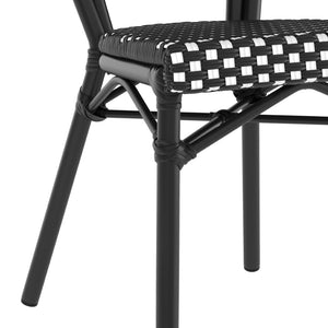 English Elm Lourdes Indoor/Outdoor Bistro Stacking Chair - Stylish, Durable, and Weather-Resistant Design Black & White/Black Frame SDA-AD642002S-BKWH-BK-GG