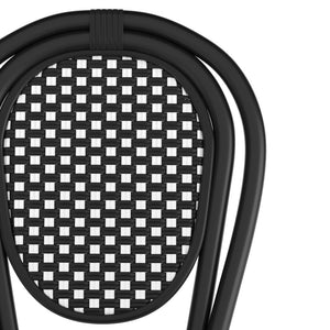 English Elm Lourdes Indoor/Outdoor Bistro Stacking Chair - Stylish, Durable, and Weather-Resistant Design Black & White/Black Frame SDA-AD642002S-BKWH-BK-GG