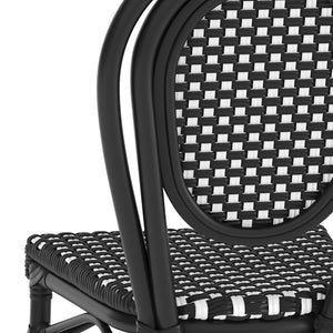 English Elm Lourdes Indoor/Outdoor Bistro Stacking Chair - Stylish, Durable, and Weather-Resistant Design Black & White/Black Frame SDA-AD642002S-BKWH-BK-GG