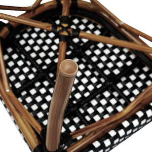 English Elm Lourdes Indoor/Outdoor Bistro Stacking Chair - Stylish, Durable, and Weather-Resistant Design Black & White/Natural Frame SDA-AD642002S-BKWH-NAT-GG