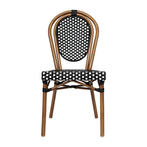 English Elm Lourdes Indoor/Outdoor Bistro Stacking Chair - Stylish, Durable, and Weather-Resistant Design Black & White/Natural Frame SDA-AD642002S-BKWH-NAT-GG