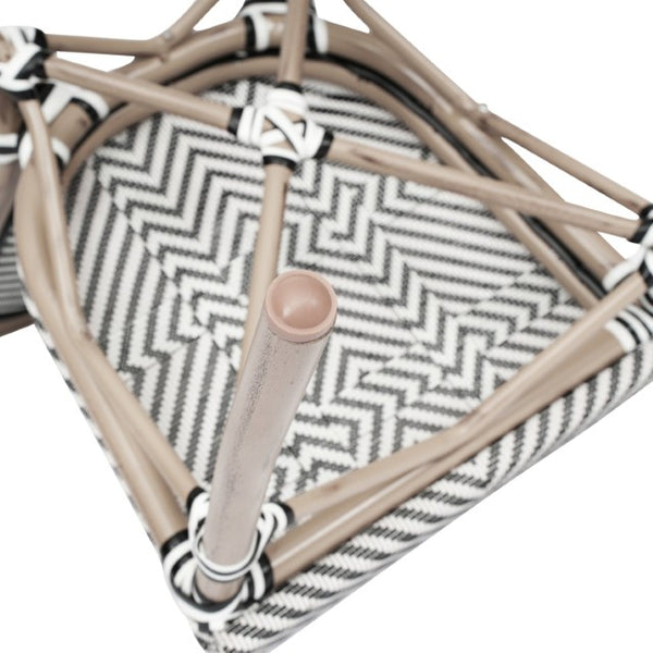 English Elm Marseille Indoor/Outdoor Bistro Stacking Chair – Durable Aluminum Frame with Classic Bamboo Finish Black & White/Light Natural Frame SDA-AD642002S-TXT-BLKWH-LTNAT-GG