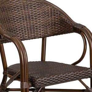 English Elm Milano Series Elegant Outdoor Restaurant Patio Chair for Cafés, Dining & Bistro Spaces Cocoa Rattan/Bamboo-Aluminum Frame SDA-AD642003R-1-GG