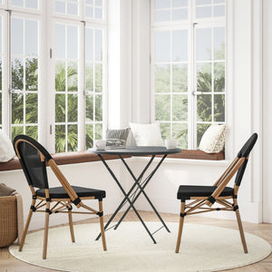 English Elm Marseille Indoor/Outdoor Bistro Chair - Durable, Stylish Seating for Restaurants, Patios & Cafes Black/Natural Frame SDA-AD642107-BK-NAT-GG