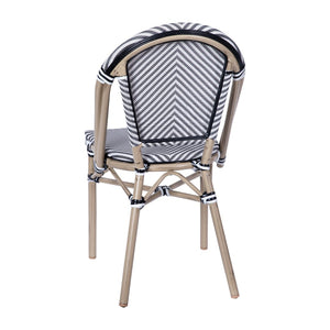 English Elm Marseille Indoor/Outdoor Bistro Chair - Durable, Stylish Seating for Restaurants, Patios & Cafes Black & White/Light Natural Frame SDA-AD642107-BLKWH-LTNAT-GG