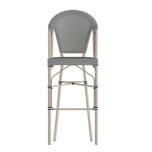 English Elm Marseille Stackable Bistro Barstool – Commercial-Grade Indoor/Outdoor Seating with Durable Comfort Black & White/Light Natural Frame SDA-AD642107-BS-BLKWH-LTNAT-GG