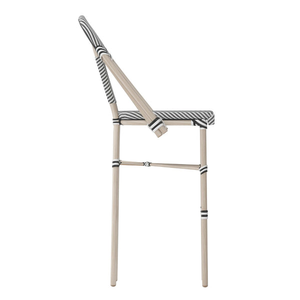 English Elm Marseille Stackable Bistro Barstool – Commercial-Grade Indoor/Outdoor Seating with Durable Comfort Black & White/Light Natural Frame SDA-AD642107-BS-BLKWH-LTNAT-GG