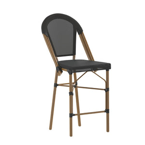 English Elm Marseille Stackable Commercial Grade Counter Height Stool for Indoor/Outdoor Dining Spaces, Durable & Elegant Black/Natural Frame SDA-AD642107-CS-BK-NAT-GG