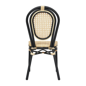 English Elm Cannes Indoor/Outdoor Bistro Chair - Durable PE Cane Rattan with Sturdy Aluminum Frame for Cafés Natural/Black Frame SDA-AD642110-1-NAT-BK-GG