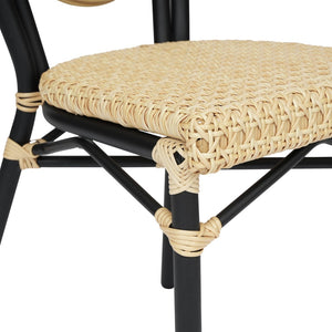 English Elm Cannes Indoor/Outdoor Bistro Chair - Durable PE Cane Rattan with Sturdy Aluminum Frame for Cafés Natural/Black Frame SDA-AD642110-1-NAT-BK-GG