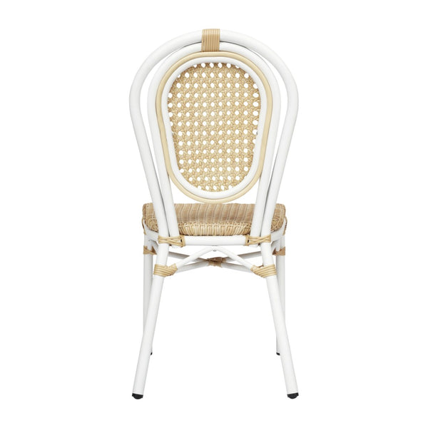 English Elm Cannes Indoor/Outdoor Bistro Chair - Durable PE Cane Rattan with Sturdy Aluminum Frame for Cafés Natural/White Frame SDA-AD642110-1-NAT-WH-GG