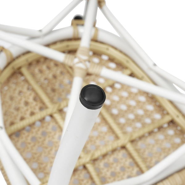 English Elm Cannes Indoor/Outdoor Bistro Chair - Durable PE Cane Rattan with Sturdy Aluminum Frame for Cafés Natural/White Frame SDA-AD642110-1-NAT-WH-GG