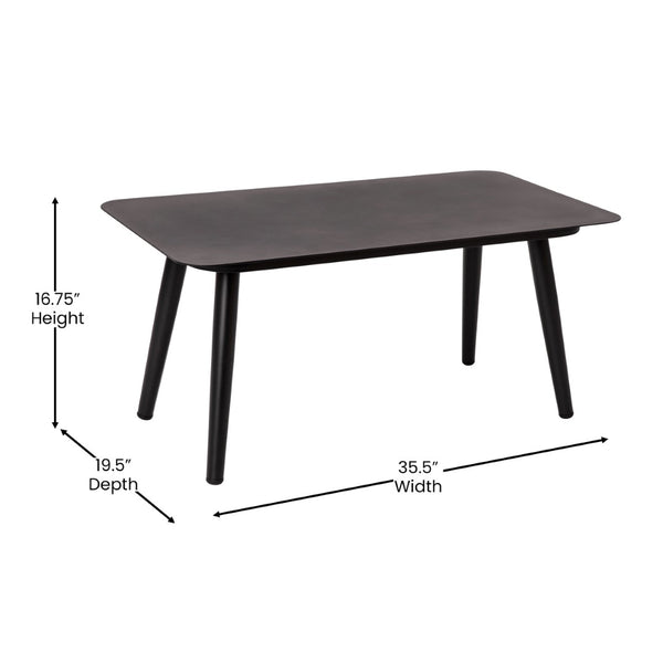 English Elm Kierra Black All-Weather 4-Piece Woven Seating Set with Gray Cushions & Stylish Metal Coffee Table SDA-AD723002-4-BK-GG