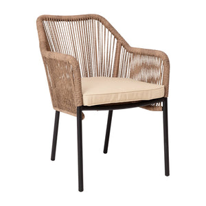 English Elm Kallie Set of 2 All-Weather Stacking Club Chairs with Rounded Arms for Stylish Outdoor Relaxation Ivory Cushion/Natural Frame SDA-AD892006-NAT-2-GG