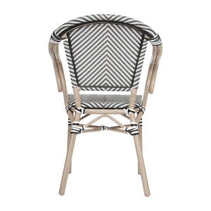 English Elm Marseille Bistro Stacking Chair - Stylish Indoor/Outdoor Seating with Bamboo Print Aluminum Frame Black & White/Light Natural Frame SDA-ADS642108-BLKWH-LTNAT-GG