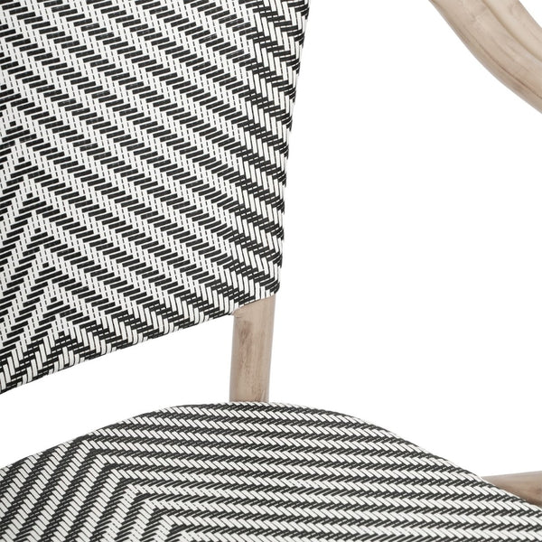English Elm Marseille Bistro Stacking Chair - Stylish Indoor/Outdoor Seating with Bamboo Print Aluminum Frame Black & White/Light Natural Frame SDA-ADS642108-BLKWH-LTNAT-GG