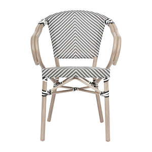 English Elm Marseille Bistro Stacking Chair - Stylish Indoor/Outdoor Seating with Bamboo Print Aluminum Frame Black & White/Light Natural Frame SDA-ADS642108-BLKWH-LTNAT-GG