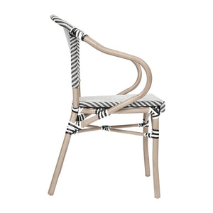 English Elm Marseille Bistro Stacking Chair - Stylish Indoor/Outdoor Seating with Bamboo Print Aluminum Frame Black & White/Light Natural Frame SDA-ADS642108-BLKWH-LTNAT-GG