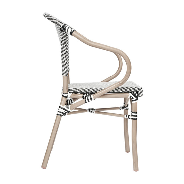 English Elm Marseille Bistro Stacking Chair - Stylish Indoor/Outdoor Seating with Bamboo Print Aluminum Frame Black & White/Light Natural Frame SDA-ADS642108-BLKWH-LTNAT-GG