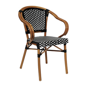 English Elm Bordeaux Commercial Bistro Chair - Stylish Indoor/Outdoor Seating with Durable Aluminum Frame Black & White/Natural Frame SDA-ADS642142-BKWH-NAT-GG