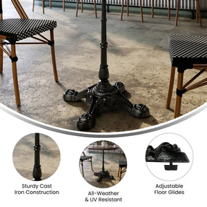English Elm Chambery 22.75" Black Cast Iron Table Base - UV Resistant, Stylish & Durable for Indoor/Outdoor Use SDA-T2222-GG