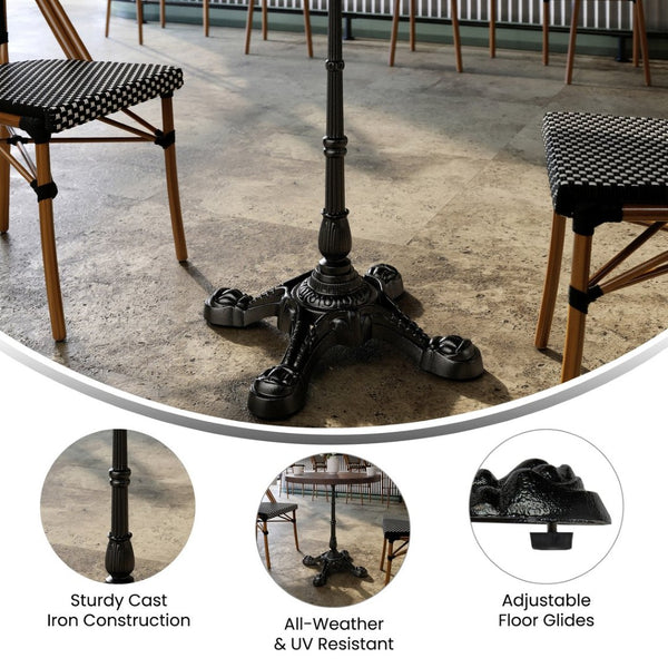 English Elm Chambery 22.75" Black Cast Iron Table Base - UV Resistant, Stylish & Durable for Indoor/Outdoor Use SDA-T2222-GG