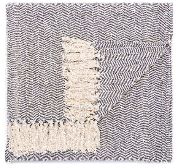 Jaipur Living Jaipur Living Cotton Chevron Throw with Fringe Trim for Coastal Farmhouse Decor Blue THR100011