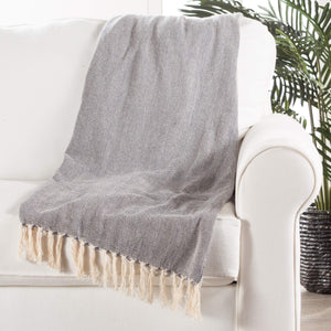 Jaipur Living Jaipur Living Cotton Chevron Throw with Fringe Trim for Coastal Farmhouse Decor Blue THR100011
