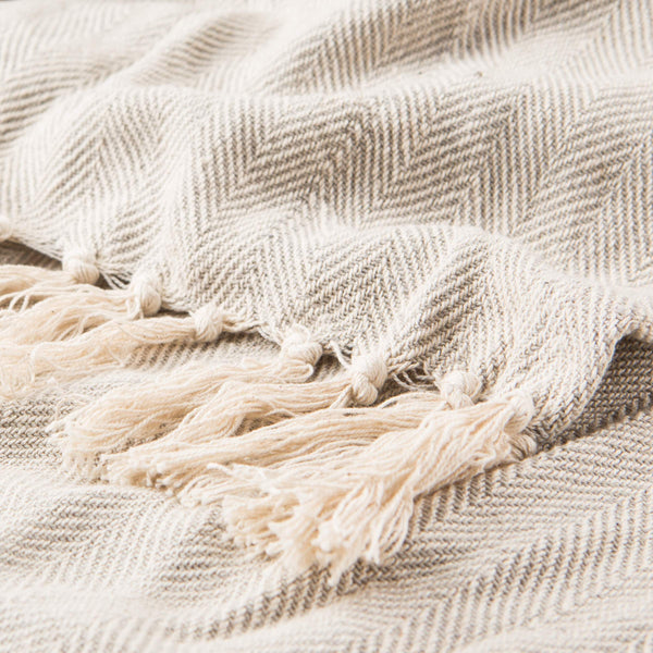 Jaipur Living Jaipur Living Cotton Chevron Throw with Fringe Trim for Coastal Farmhouse Decor Gray THR100010