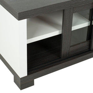 Safavieh Davis Sliding Door Entertainment Console Dark Grey,Charcoal,Woodgrain,White  Sea1003a