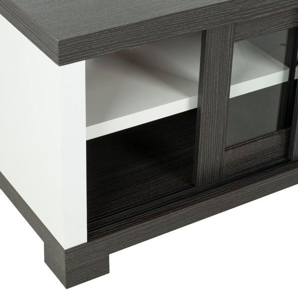 Safavieh Davis Sliding Door Entertainment Console Dark Grey,Charcoal,Woodgrain,White  Sea1003a
