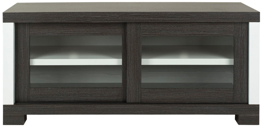 Safavieh Davis Sliding Door Entertainment Console Dark Grey,Charcoal,Woodgrain,White  Sea1003a