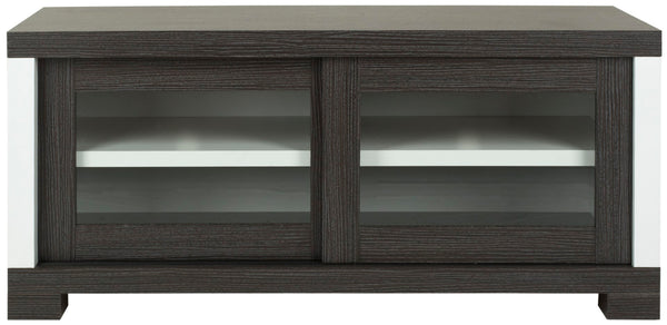 Safavieh Davis Sliding Door Entertainment Console Dark Grey,Charcoal,Woodgrain,White  Sea1003a