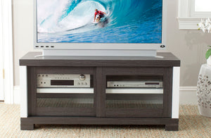Safavieh Davis Sliding Door Entertainment Console Dark Grey,Charcoal,Woodgrain,White  Sea1003a