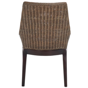 Safavieh Franco Sloping Chair - Coastal-Modern Elegance With Hand-Woven Rattan, Soft Cushion, And Mahogany Legs Brown White Wash / White SEA4000A