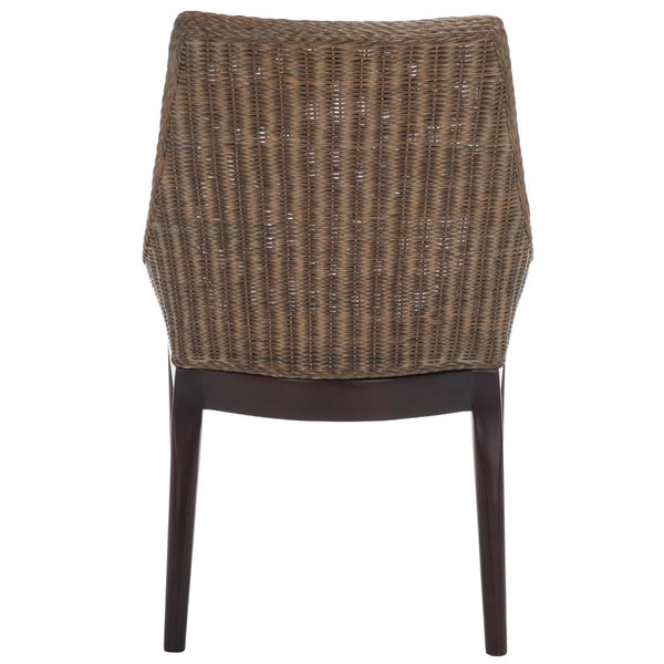 Safavieh Franco Sloping Chair - Coastal-Modern Elegance With Hand-Woven Rattan, Soft Cushion, And Mahogany Legs Brown White Wash / White SEA4000A