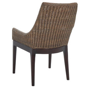 Safavieh Franco Sloping Chair - Coastal-Modern Elegance With Hand-Woven Rattan, Soft Cushion, And Mahogany Legs Brown White Wash / White SEA4000A
