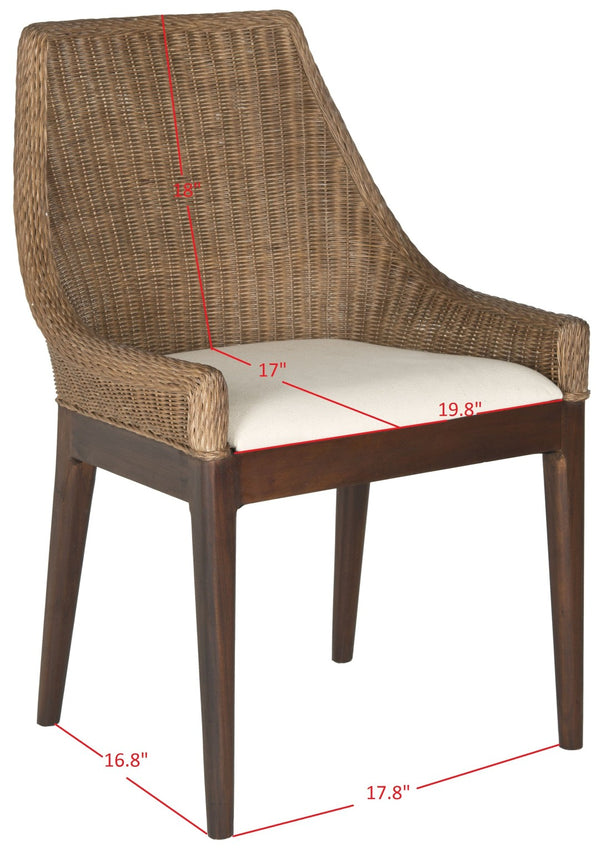 Safavieh Franco Sloping Chair - Coastal-Modern Elegance With Hand-Woven Rattan, Soft Cushion, And Mahogany Legs Brown White Wash / White SEA4000A