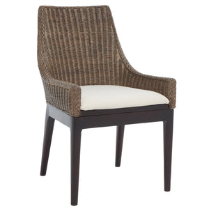 Safavieh Franco Sloping Chair - Coastal-Modern Elegance With Hand-Woven Rattan, Soft Cushion, And Mahogany Legs Brown White Wash / White SEA4000A