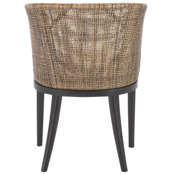 Safavieh Beningo Arm Chair - Artisan Rattan Back, Plush White Cushion, Mahogany Frame For Timeless Comfort SEA4001A