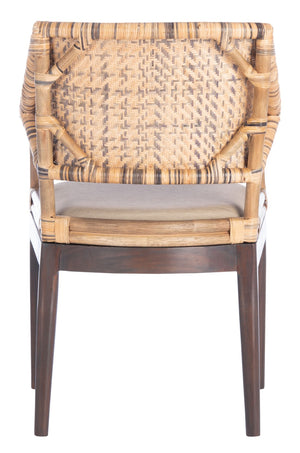 Safavieh Carlo Arm Chair - Vintage-Inspired Rattan Elegance With Plush Cushion For Stylish Living Spaces SEA4002A