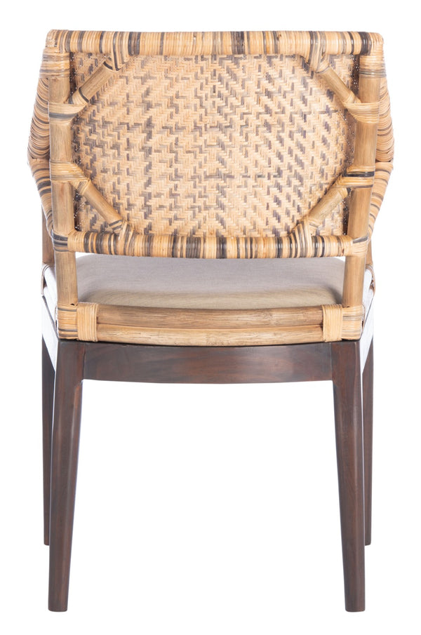 Safavieh Carlo Arm Chair - Vintage-Inspired Rattan Elegance With Plush Cushion For Stylish Living Spaces SEA4002A