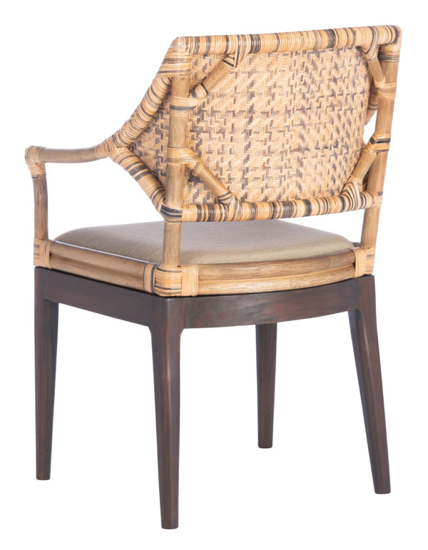 Safavieh Carlo Arm Chair - Vintage-Inspired Rattan Elegance With Plush Cushion For Stylish Living Spaces SEA4002A